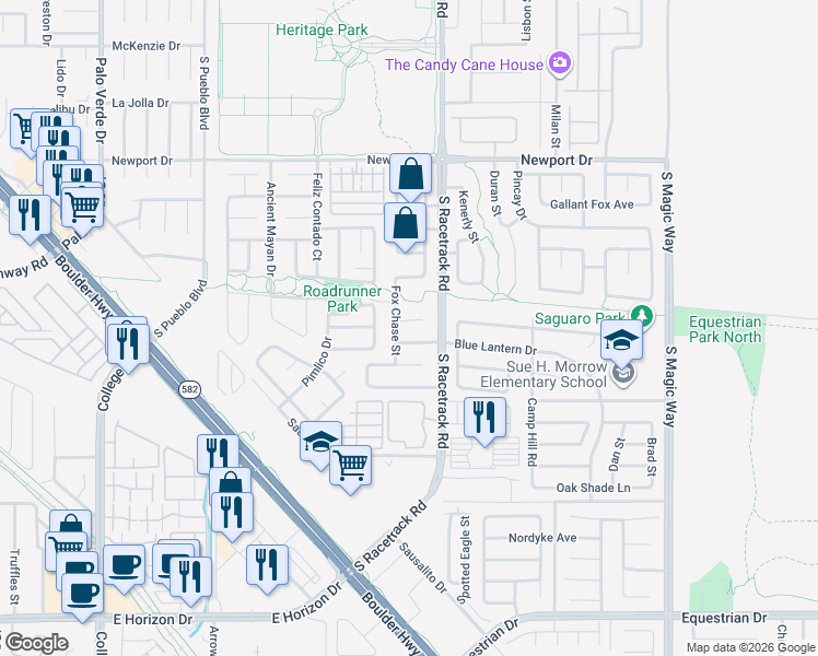 map of restaurants, bars, coffee shops, grocery stores, and more near 989 River Walk Court in Henderson