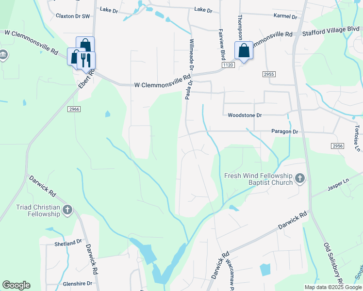 map of restaurants, bars, coffee shops, grocery stores, and more near 4483 Sara Jean Court in Winston-Salem