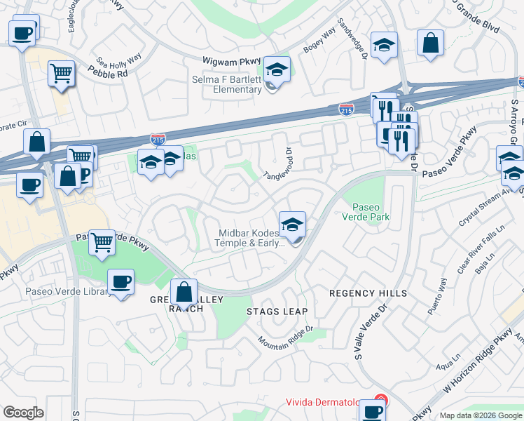 map of restaurants, bars, coffee shops, grocery stores, and more near 1960 Flagstone Ranch Lane in Henderson