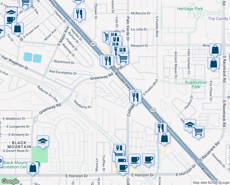 map of restaurants, bars, coffee shops, grocery stores, and more near 901 South Boulder Highway in Henderson