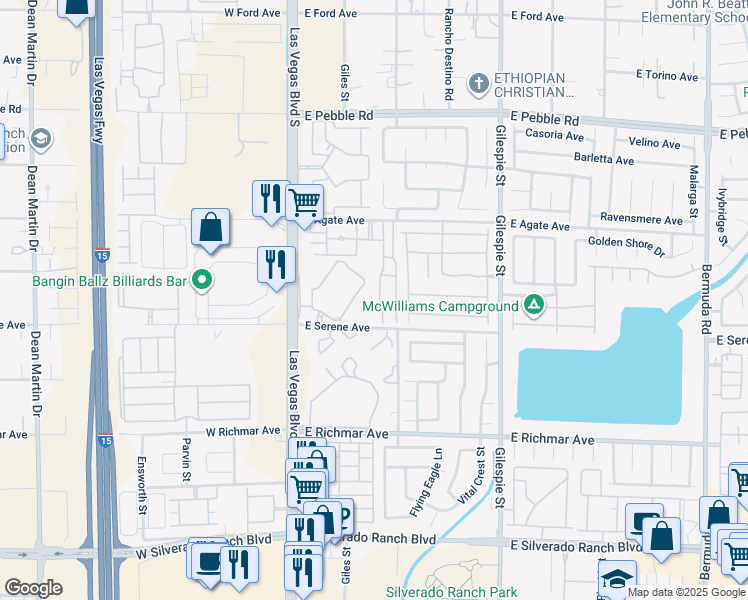 map of restaurants, bars, coffee shops, grocery stores, and more near 59 East Agate Avenue in Las Vegas