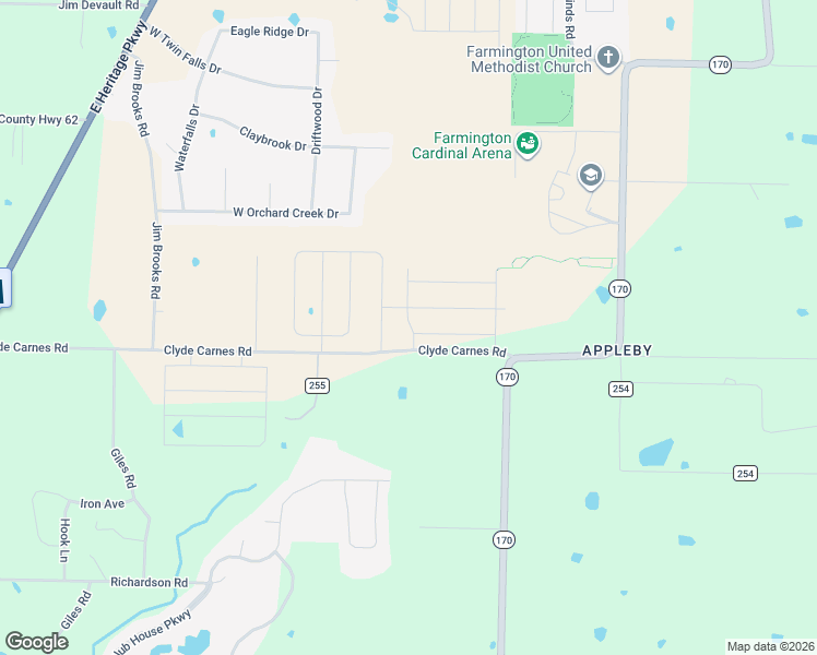 map of restaurants, bars, coffee shops, grocery stores, and more near 11828 Clyde Carnes Road in Farmington