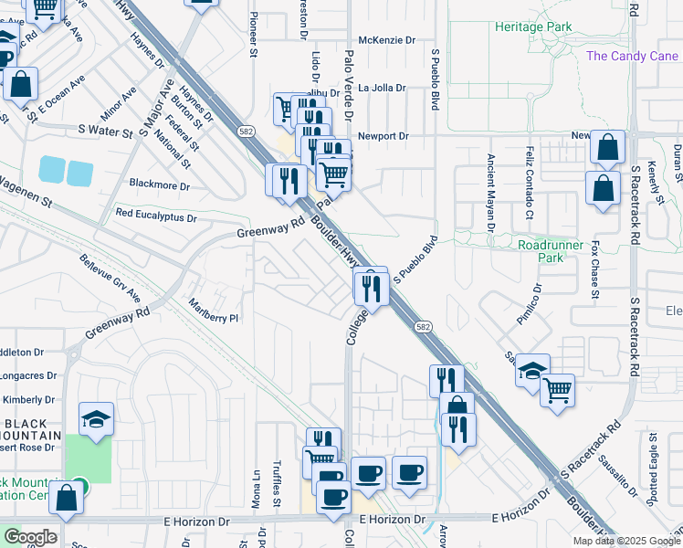 map of restaurants, bars, coffee shops, grocery stores, and more near 508 Ylang Place in Henderson