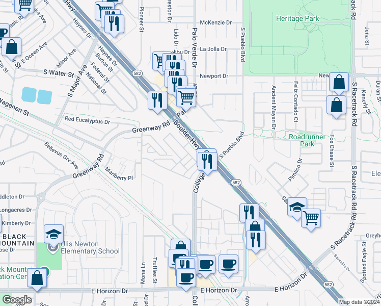 map of restaurants, bars, coffee shops, grocery stores, and more near 508 Ylang Place in Henderson