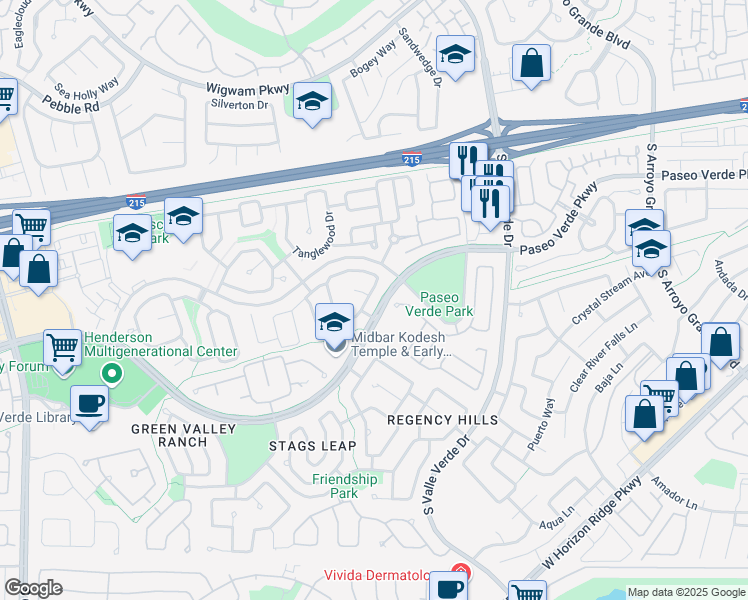 map of restaurants, bars, coffee shops, grocery stores, and more near 1917 Patagonia Street in Henderson