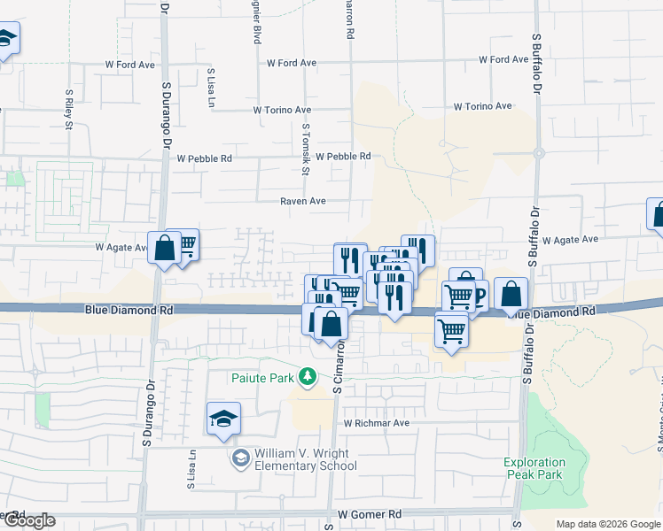 map of restaurants, bars, coffee shops, grocery stores, and more near 8222 Wuthering Heights Avenue in Las Vegas