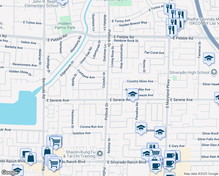 map of restaurants, bars, coffee shops, grocery stores, and more near 9239 South Sleeping Tree Street in Las Vegas