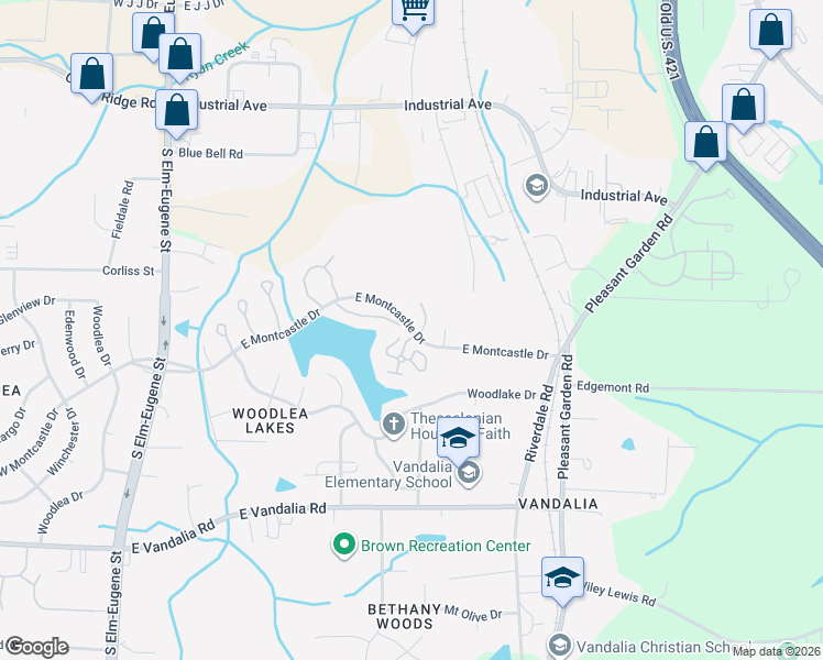 map of restaurants, bars, coffee shops, grocery stores, and more near in Greensboro
