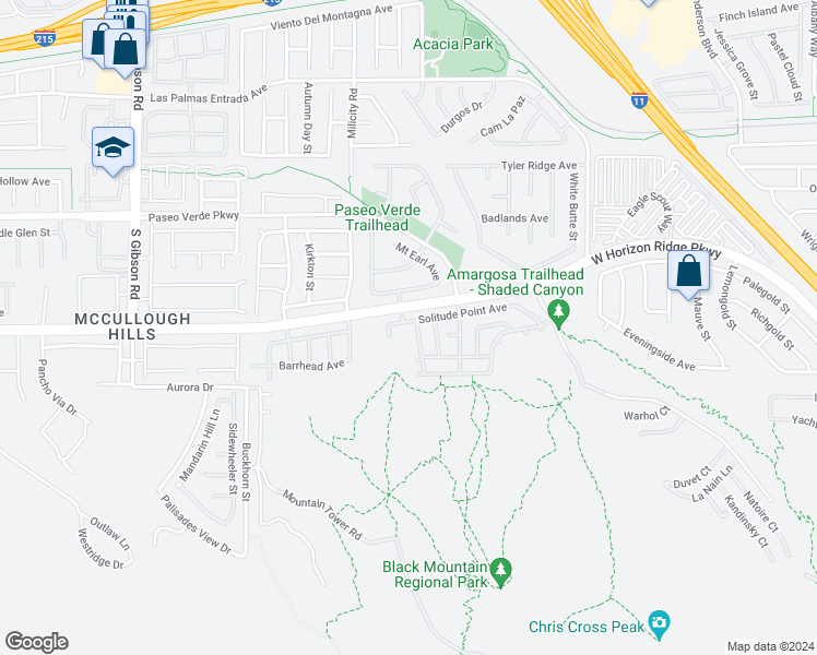 map of restaurants, bars, coffee shops, grocery stores, and more near 737 Solitude Point Avenue in Henderson