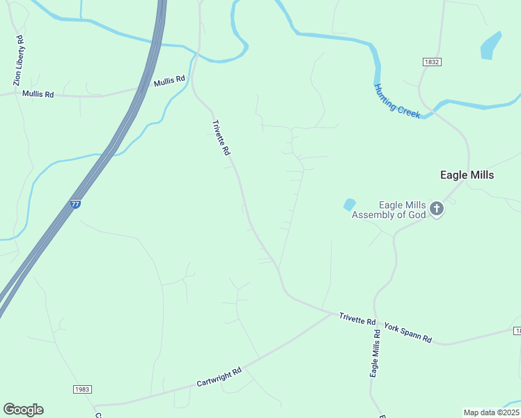 map of restaurants, bars, coffee shops, grocery stores, and more near 242 Trivette Road in Harmony