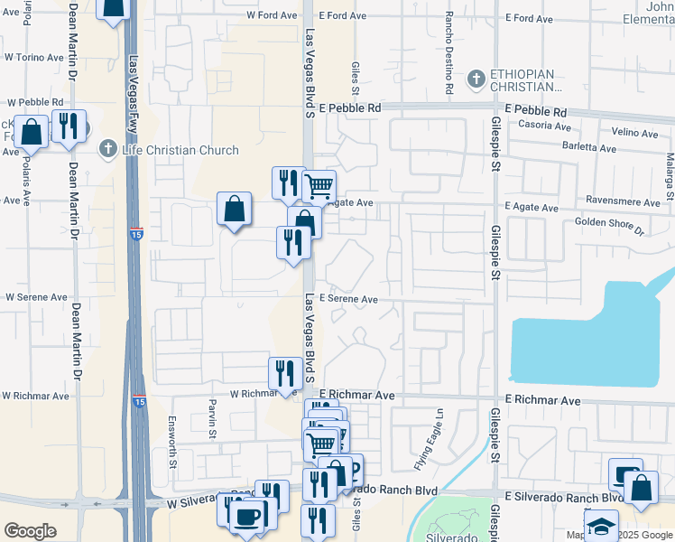 map of restaurants, bars, coffee shops, grocery stores, and more near 26 East Serene Avenue in Las Vegas