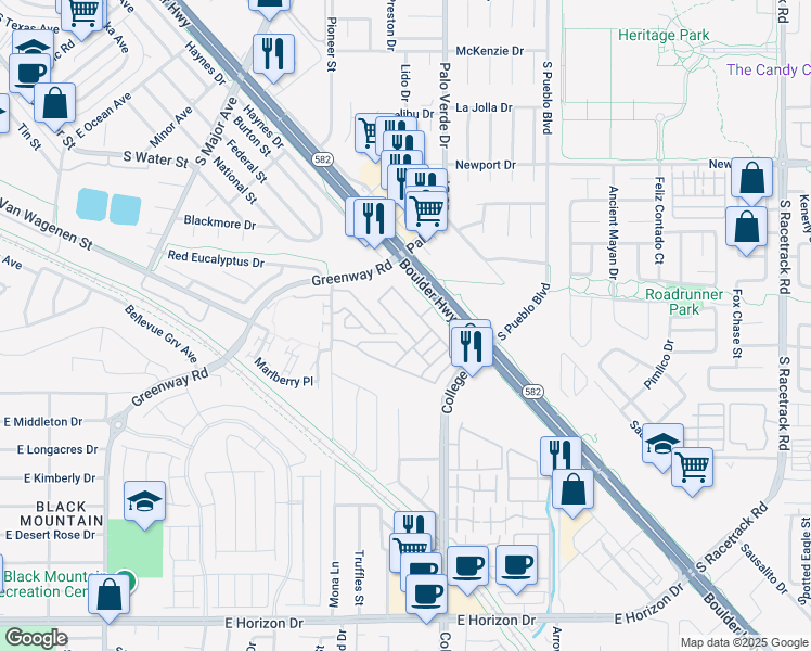 map of restaurants, bars, coffee shops, grocery stores, and more near 480 Filaree Place in Henderson