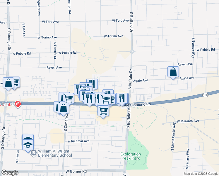 map of restaurants, bars, coffee shops, grocery stores, and more near 9245 South Miller Lane in Las Vegas