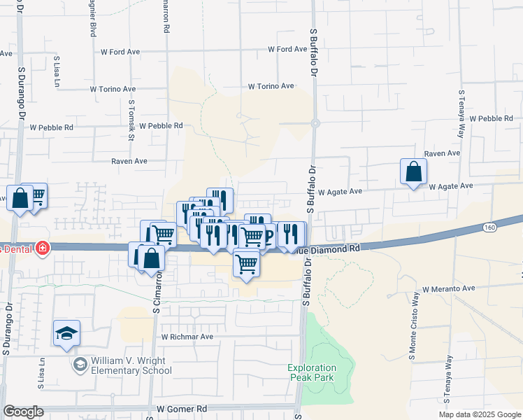 map of restaurants, bars, coffee shops, grocery stores, and more near 9245 South Miller Lane in Las Vegas