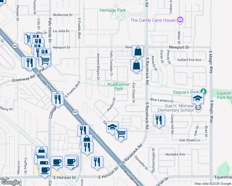 map of restaurants, bars, coffee shops, grocery stores, and more near 600 Pimlico Drive in Henderson