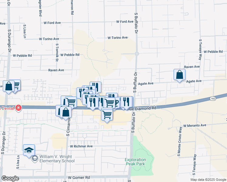 map of restaurants, bars, coffee shops, grocery stores, and more near 9245 South Miller Lane in Las Vegas