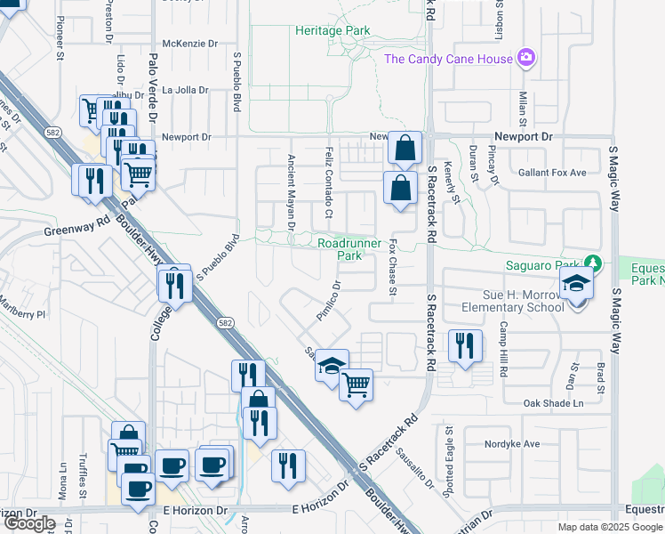 map of restaurants, bars, coffee shops, grocery stores, and more near 609 Pimlico Drive in Henderson