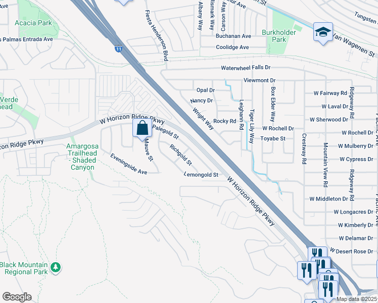 map of restaurants, bars, coffee shops, grocery stores, and more near 427 Palegold Street in Henderson
