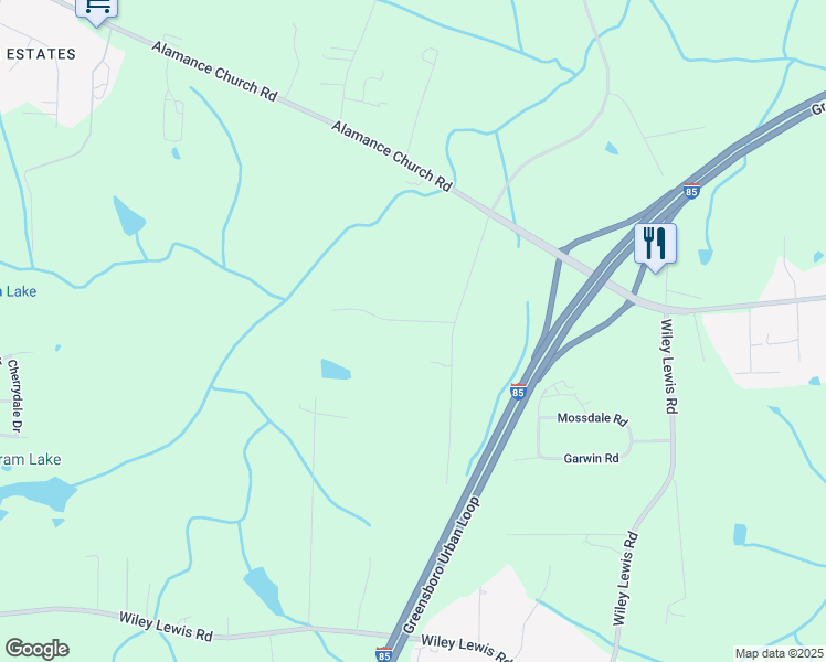 map of restaurants, bars, coffee shops, grocery stores, and more near 2700 Kenny Lane in Greensboro