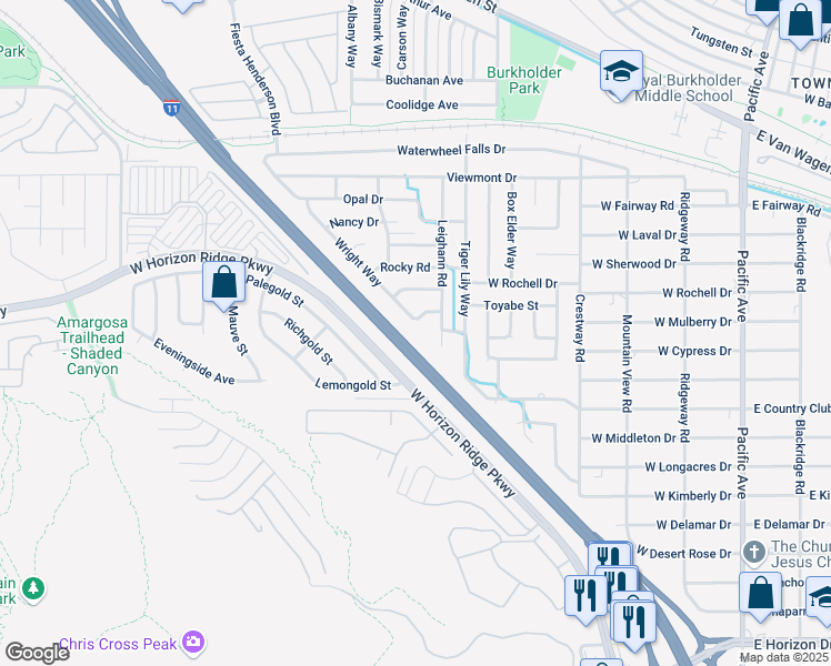 map of restaurants, bars, coffee shops, grocery stores, and more near 480 Wright Way in Henderson