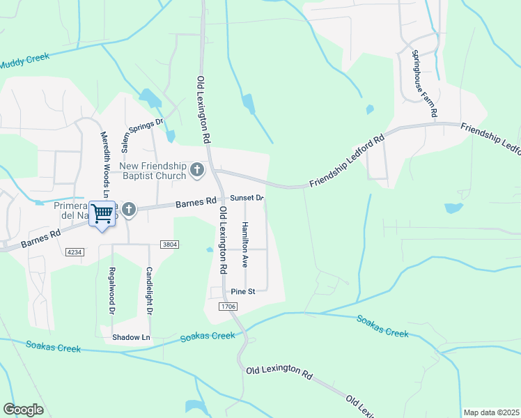map of restaurants, bars, coffee shops, grocery stores, and more near 535 Sunset Drive in Winston-Salem
