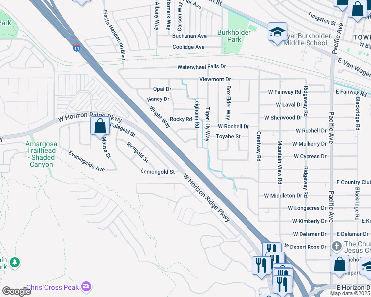 map of restaurants, bars, coffee shops, grocery stores, and more near 480 Wright Way in Henderson