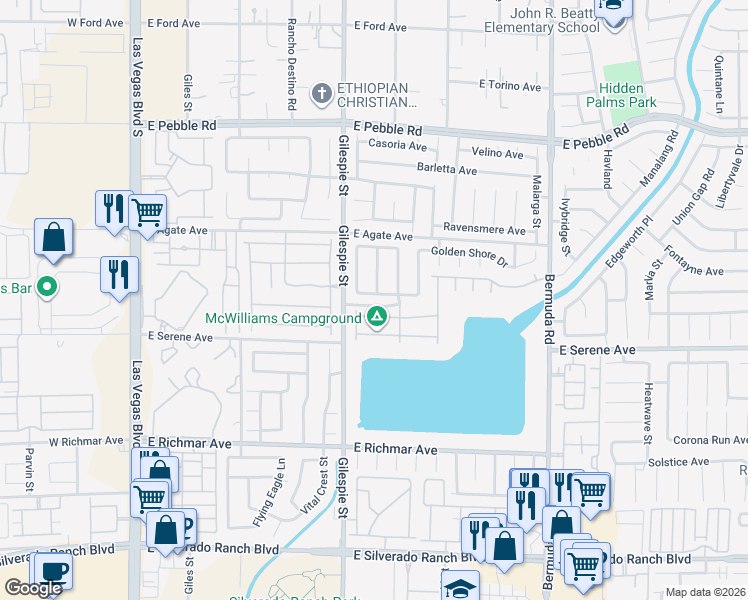 map of restaurants, bars, coffee shops, grocery stores, and more near 227 Gray Granite Avenue in Las Vegas