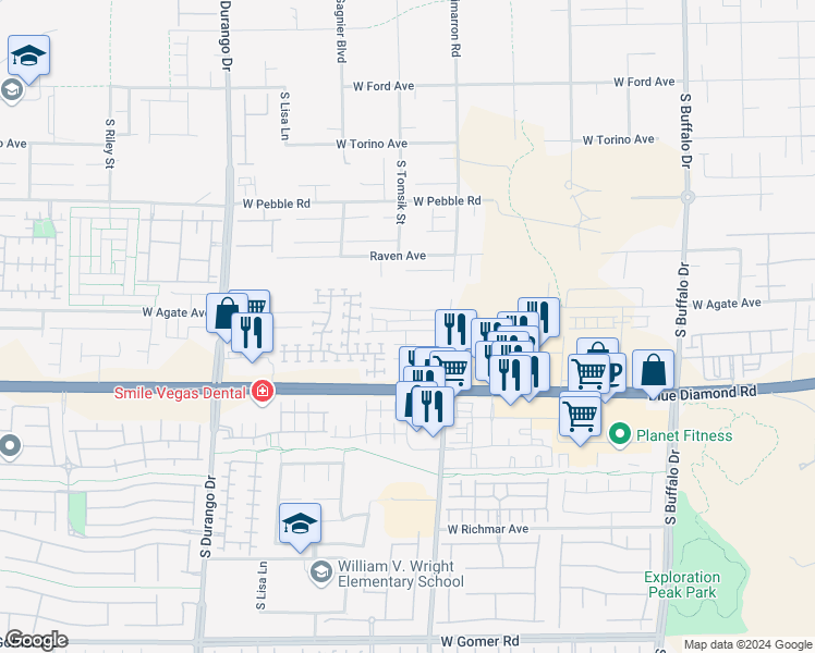 map of restaurants, bars, coffee shops, grocery stores, and more near 8282 Time Machine Avenue in Las Vegas