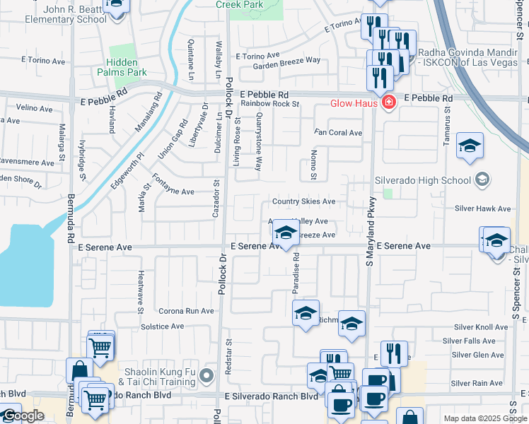map of restaurants, bars, coffee shops, grocery stores, and more near 919 East Country Skies Avenue in Las Vegas