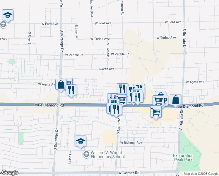 map of restaurants, bars, coffee shops, grocery stores, and more near 8282 Time Machine Avenue in Las Vegas