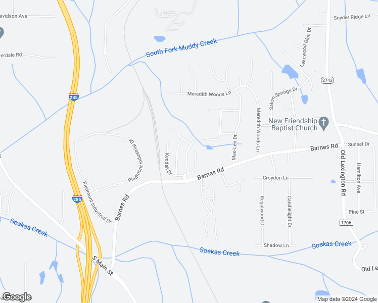 map of restaurants, bars, coffee shops, grocery stores, and more near 4215 Kendell Farms Way in Winston-Salem