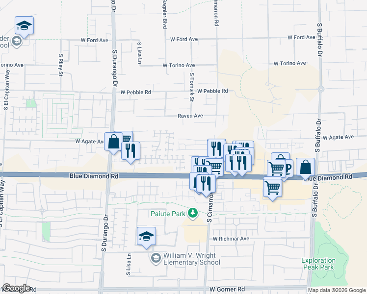 map of restaurants, bars, coffee shops, grocery stores, and more near 8292 Wuthering Heights Avenue in Las Vegas