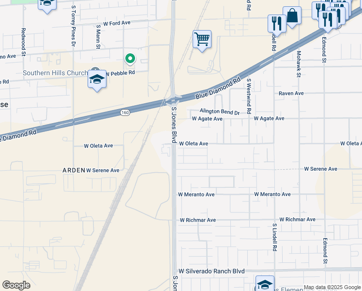 map of restaurants, bars, coffee shops, grocery stores, and more near 6066 Montana Peak Avenue in Las Vegas
