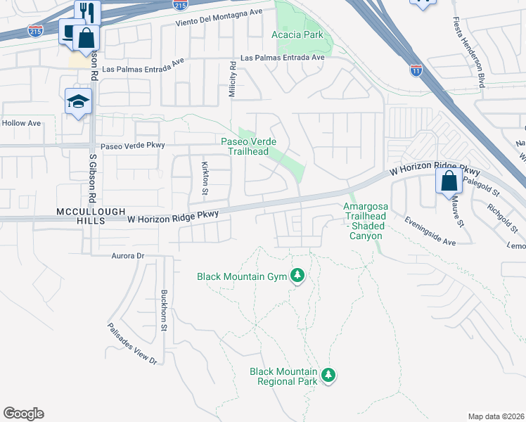 map of restaurants, bars, coffee shops, grocery stores, and more near 742 Solitude Point Avenue in Henderson