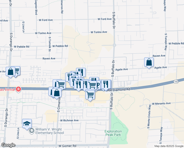 map of restaurants, bars, coffee shops, grocery stores, and more near 9245 South Miller Lane in Las Vegas