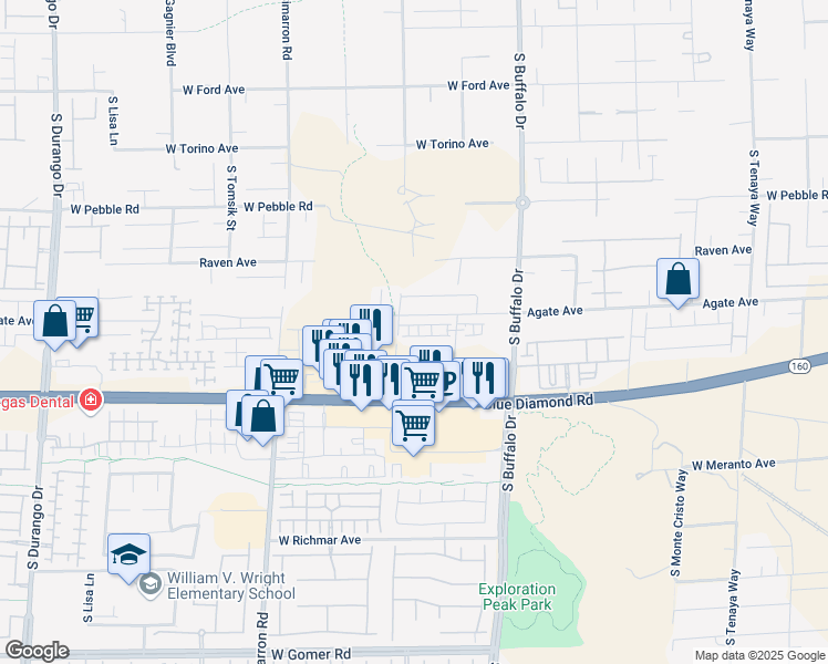 map of restaurants, bars, coffee shops, grocery stores, and more near 9245 South Miller Lane in Las Vegas