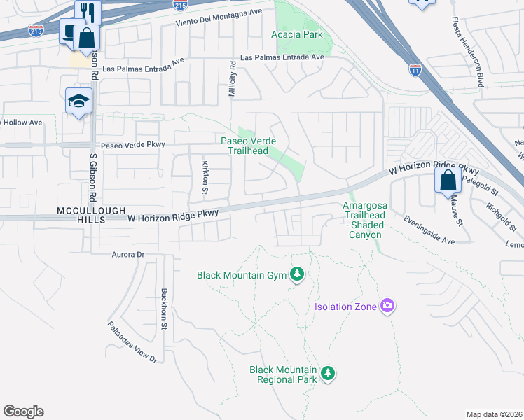 map of restaurants, bars, coffee shops, grocery stores, and more near 742 Solitude Point Avenue in Henderson