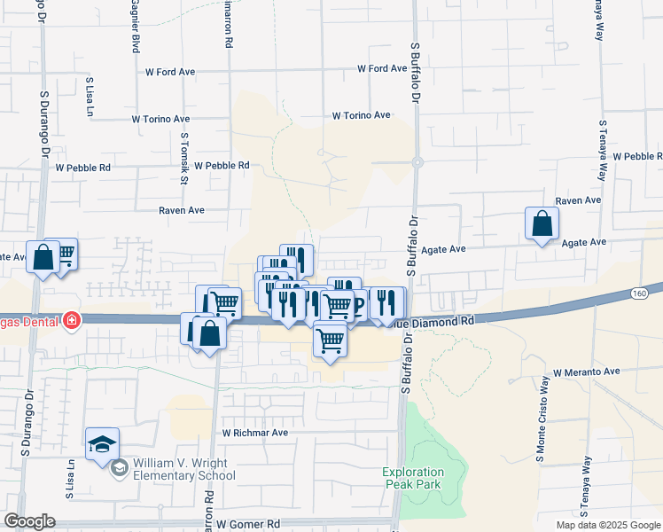 map of restaurants, bars, coffee shops, grocery stores, and more near 9245 South Miller Lane in Las Vegas