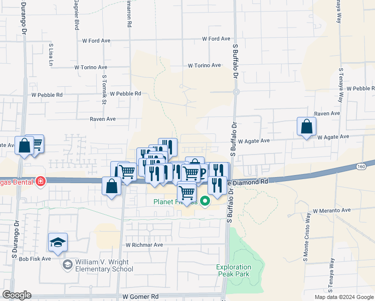 map of restaurants, bars, coffee shops, grocery stores, and more near in Las Vegas