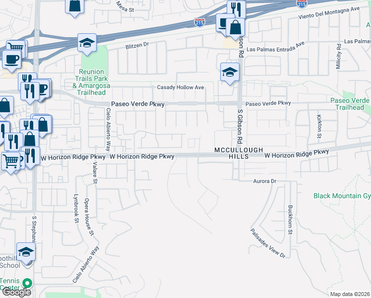 map of restaurants, bars, coffee shops, grocery stores, and more near 214 South Rolling Desert Street in Henderson