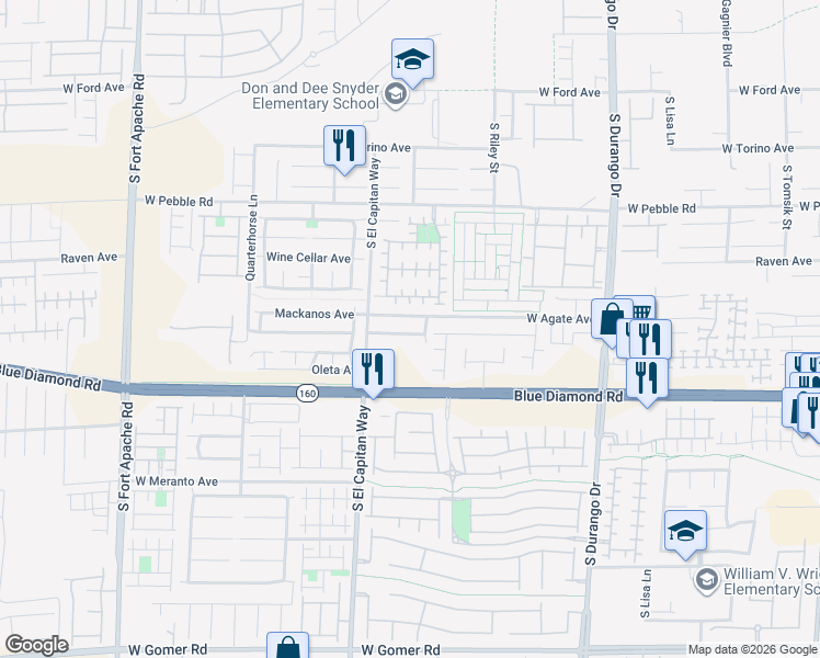 map of restaurants, bars, coffee shops, grocery stores, and more near 8928 West Marmo Avenue in Las Vegas