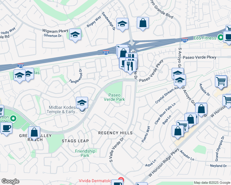 map of restaurants, bars, coffee shops, grocery stores, and more near 1851 Paseo Verde Parkway in Henderson