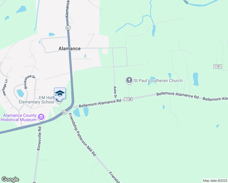 map of restaurants, bars, coffee shops, grocery stores, and more near 4617 Ashe Drive in Burlington