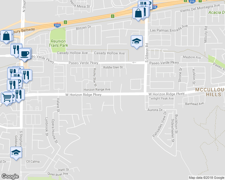 map of restaurants, bars, coffee shops, grocery stores, and more near 214 South Rolling Desert Street in Henderson