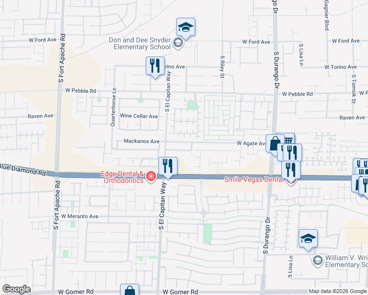 map of restaurants, bars, coffee shops, grocery stores, and more near 8928 West Marmo Avenue in Las Vegas