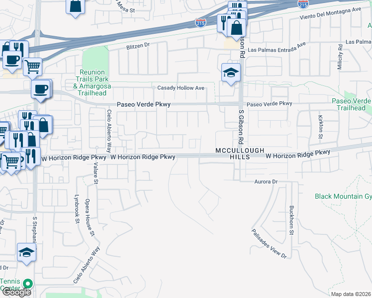 map of restaurants, bars, coffee shops, grocery stores, and more near 214 South Rolling Desert Street in Henderson