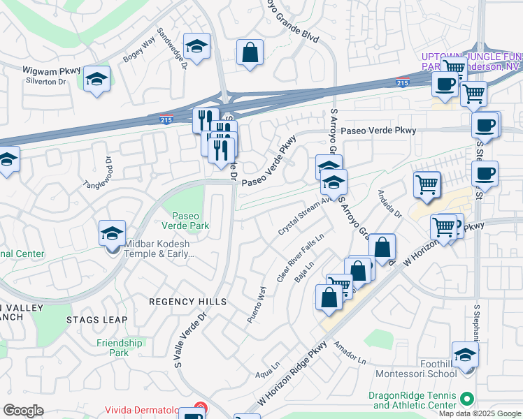 map of restaurants, bars, coffee shops, grocery stores, and more near 1780 Clearwater Canyon Drive in Henderson