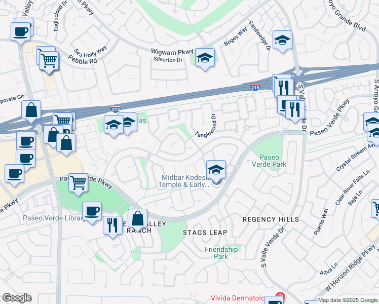 map of restaurants, bars, coffee shops, grocery stores, and more near 21 Staghorn Street in Henderson
