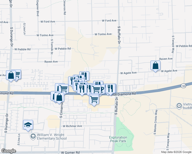 map of restaurants, bars, coffee shops, grocery stores, and more near 9245 South Miller Lane in Las Vegas