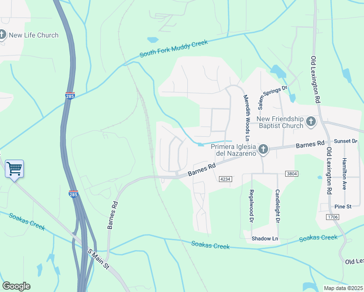 map of restaurants, bars, coffee shops, grocery stores, and more near 4209 Kendall Farms Way in Winston-Salem